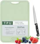 Gintan TPU Cutting Board, BPA-Free, with Knife and JuiceGroove,Scratch Resistant Flexible Cutting Boards for Kitchen, Dishwasher Safe, Easy-Grip Handle, Non-Slip (Green)