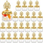 Mezchi 24 Pack Fillable Clear Favor Boxes with Gold Dome Lids, Plastic Dome Shaped Wedding Party Favor Candy Box, Decorative Candy Storage Containers for Chocolate, Cakes, Desserts, Snacks, Macaroons