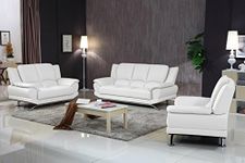 Matisse Milano Contemporary Leather Sofa Set (White)