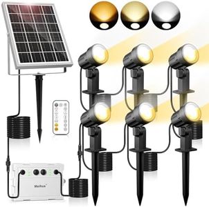 MEIHUA 6 in 1 Solar Spotlights with Remote 2700K 4000K 6500K 3 Brightness Levels Auto On/Off IP66 Waterproof LED Landscape Lighting Timer Outdoor Lights Solar for Garden Tree Pathway