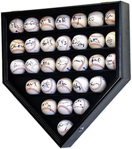 30 Baseball Display Case Cabinet Holder Rack Home Plate Shaped w/UV Protection- Lockable -Black