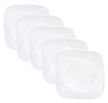 CORELLE CP-9623 Plate, Plate, Width 6.5 inches (16.5 cm), Unbreakable, Lightweight, Winter Frost White, Square, Small Plates, Set of 5