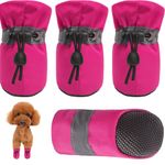 KUTKUT Dog Boots Paw Protector for Hot Pavement | Pack of 4 Anti-Slip Dog Shoes, Reflective Straps for French Bulldog, WelshCorgi & Small Medium Dogs (Pink, Size: 6, Feet Long: 6 cm, Feet Wide 5 cm)