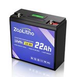 ZapLitho 12V 22Ah LiFePO4 Lithium Battery with 30A BMS and LCD Voltage Diaplay, Low Temp Protection, Lightweight 5000+ Deep Cycles Lithium Iron Phosphate Battery for Ham Radio, Fish Finder, Solar