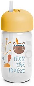 Suavinex, Tasse à Paille Anti-Fuites pour bébé. Tasse d'Apprentissage avec Paille en Silicone. Hygiénique, Anti-goutte et avec Couvercle Giratoire. 340 ml, +18 Mois, Jaune