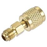 sourcing map Brass Pipe Fitting, 1/4 SAE Flare Male 5/16 SAE Female Thread, Tubing Adapter Connector, for Air Conditioner Refrigeration