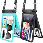 10" Large Double Space Floating Waterproof Phone Pouch - 2 Pack, Waterproof Phone Lanyard Case with iPhone 14/13/12/11 Pro Max/Pro/8 Plus, Galaxy S22/S21/S20/S10/Note 20/10/9, for Vacation Swimming.