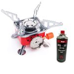 ARUP Gas Stove Mini Portable Square-Shaped Gas Butane Burner Camping Stove travelling Stainless Steel Cooking Stove Folding Furnace Stove with Storage Bag