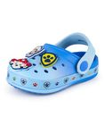 Paw Patrol Boys Clogs | Kids Slip On Footwear with Puppy Novelty Charms in Blue | Chase Marshall Rubble Indoor & Outdoor Sandals Sliders with Adjustable Strap | TV Series Character Merchandise Gift