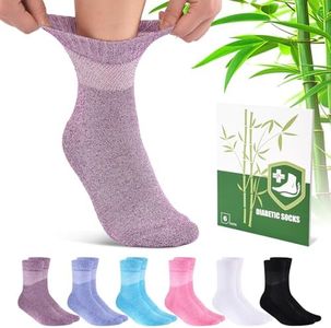 Cirorld Diabetic Socks for Women, 6 Pairs Non Binding Wide Top, Seamless Loose Socks for Swollen Feet