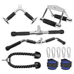 ALABX Gym Cable Attachments Set - LAT Pulldown Accessories Weight Training Pulley System for Home Gym, Arm, Biceps Curl, Tricep Workouts (7PCS)