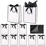 10 Pcs Black White Gift Bags Multipack with 10 Tissue Paper Handles Presents Paper Bags Medium Gift bags for Wedding Baby Shower Bridesmaid Party