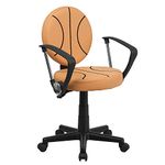 Flash Furniture BT-6178-BASKET-A-GG Basketball Task Chair with Arms, Black/Orange