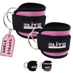 Elite Athletics Ankle Straps for Cable Machine (Pair), Adjustable Ankle Cuffs for Cable Kickbacks