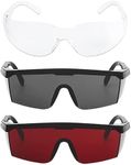 Protective Glasses, Pack of 3 Laser Eye Protection Glasses, Scratch-Resistant Lenses, 400 UV Protection, Adjustable and Anti-Fog, Unisex, Lightweight and Sporty Safety Glasses, Laser Safety Glasses (Black + Red + Clear)