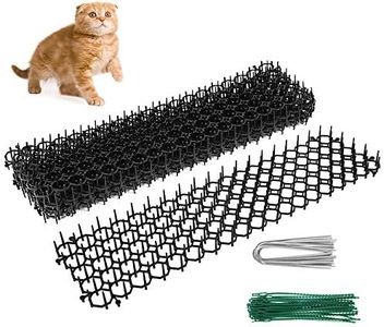 Cat Scat Spikes Cat Repellent Mat 49x14x2.7cm Humanized Pet Prickle Strip Dig Stopper with 12x U-Shaped Nail 30x Tie for Indoor and Outdoor Garden Patio Yard Fence(6pcs)