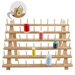 New brothread 60 Spools Wooden Thread Rack/Thread Holder Organizer with Hanging Hooks for Sewing, Quilting, Embroidery, Hair-braiding