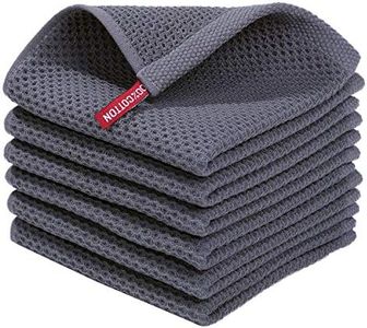 Homaxy 100% Cotton Waffle Weave Kitchen Dish Cloths, Ultra Soft Absorbent Quick Drying Dish Towels, 12 x 12 Inches, 6-Pack, Dark Grey