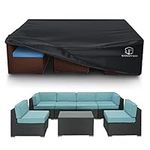 STARTWO Patio Furniture Covers Waterproof, Rectangular Outdoor Sectional Sofa Set Covers, Heavy Duty 600D Oxford Outdoor Table and Chair Set Covers ,Durable Windproof&Anti-UV 98"L × 78"W ×32"H Black