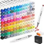 Caliart 121 Colors Alcohol Based Markers, Dual Tip (Brush & Chisel) Permanent Artist Art Markers Sketch Markers for Adult Kid Coloring Book and Illustration, Plus 1 Colorless Alcohol Marker Blender