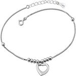 JINJIASC Ankle Bracelets For Women 925 Sterling Silver Indian Heart Love Beaded Anklets for women (love)