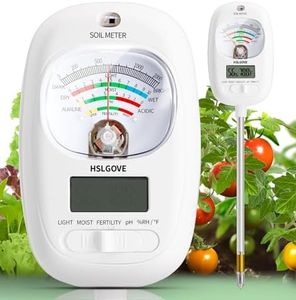 HSLGOVE Soil Test Kit, 7-in-One Soil Moisture Meter/Soil PH Meter/Fertility, Dual Screen Soil Tester w/Digital Soil Temp/Air Temp&Humidity for Plants Gardening,Lawn,Farm Indoor&Outdoor-StoneWhite