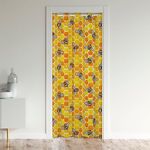 Loussiesd Bees and Flowers Window Treatments Set Garden Cute Bee Honeycomb Window Treatments Set Full Size Hexagon Door Curtain for Doorway Privacy Orange 150x203cm