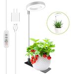 Kullsinss Grow Lights for Indoor Plants, 48 LEDs Full Spectrum Plant Grow Light with Detachable Base, Height Adjustable, 3 Spectrum Modes, Automatic Timer, Dimmable Plant Light for Small Plants