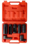 DAYUAN YT97933 7Pcs Oxygen Sensor Remover Set,3/8 inch & 1/2 inch Drive Oil Pressure Sending Unit Removal Kit O2 Sensor Socket Set,Red