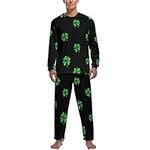 Lucky Clover Men's Pajama Set Long Sleeve Sleepwear Lounge Top and Bottom