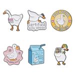 6Pcs Cute Goose Letter Lapel Pin Funny Words Animal Enamel Pin Set Duck Juice Box Brooches Badge Clothes Backpack Decoration For Kids Men Women