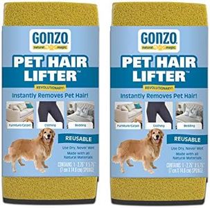 Gonzo Pet Hair Remover - 2 Pack - Lift and Remove Dog, Cat and Other Pet Hair from Furniture, Carpet, Bedding and Clothing