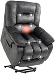WakeZero Power Electric Lift Recliner Chair for Elderly Seniors Adults with Heat Massage, Infinite Position,Storage Pockets,Heavy Duty Safety Motion Overstuffed Reclining Mechanism Single Sofa
