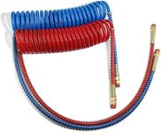 GREPSPUD 15Ft Coiled Air Brake Hoses Assembly for Semi Truck, Coiled Air Brake Lines with 40'' Tractor Lead & 12'' Trailer Lead, Red & Blue Coil Air Lines Set for Semi Trucks Tractors Trailers