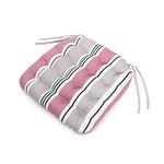 Gardenista Outdoor Tufted Printed Seat Pad | Water Resistant Cotton Slip Free Garden Chair Cushions | Hollowfibre Filled Dining Seat Pads with Secure Ties | Garden Furniture Cushion (1, Tram)