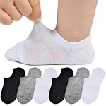 Jormatt 6 Pairs Toddler Little Girls Boys No Show Socks Thin Cotton Soft Anti Slip Low Cut Socks Breathable With Grips, XS