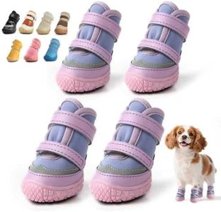 Dog Shoes for Small Dogs, Breathable Dog Boots Paw Protector for Hot Pavement Winter Snow, Dog Booties with Reflective Strips Rugged Anti-Slip Sole for Hardwood Floors Outdoor Walking Purple Size 2