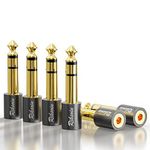 Headphone Adapter, RIKSOIN 6-Pack 6.35mm (1/4 Inch) Male to 3.5mm (1/8 Inch) Female Stereo Audio Adapter [Gold Plated, Hi-Fi Sound] for Amp Adapter, Guitar, Digital Piano, Microphones, Speaker