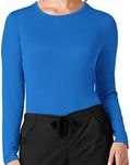 WonderWink Women's Silky Long Sleeve Tee, Royal, Medium