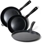 Alva Energy 3 Pieces Frying Pan Set Nonstick Ceramic Pans with Even Heat Distribution, Ergonomic Handles, Easy Cleanup, Ideal for Everyday Cooking and Meal Preparations, Non Toxic PFAS/PFOA/PTFE Free