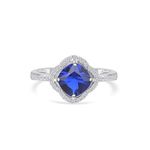 Ornate Jewels 925 Silver Blue Sapphire American Diamonds Flower Ring for Women and Girls | With Certificate of Authenticity & 925 Stamp | Life-time Warranty*