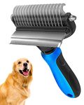 PEITA PET Undercoat Rake For Dogs,Dog Deshedding Brush For Large Dogs 2 In 1 Dematting Comb & Deshedding Tool For Long Hair Cats Pet Hair Grooming Brush,Clear Mats And Tangles,Reduces Shedding By 95%