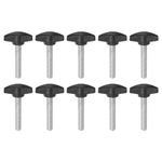 sourcing map 10pcs Tee Wing Knobs Thumb Screws M8 x 40mm Standard Male Thread Plastic T Knobs Handles Hand Clamping Knobs Grip Thumbscrew, Black