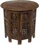 Artesia Wooden Handcrafted Carved Rajasthan Solid Folding Accent Coffee Table (Brown)