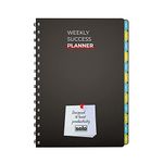 SOLO A5 Weekly Success Planner Diary, Hard Back Cover Journal for 53 Weeks Undated 80GSM Notebook with Re-Attachable Monthly Calendars, Helps to Schedule Your Day, Manage To-Do List & Goals Tracker