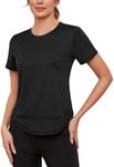 Women's Gym Tops Ladies Sports Running T-Shirt Activewear Gym Yoga Workout Top Loose Crew Neck Quick Dry Short Sleeve Tee Shirts, Z-black, XL