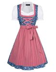 SCARLET DARKNESS Women Dirndl Dress Traditional Carnival Costume for Special Occassion Denim Blue and Pink S