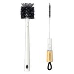 MR.SIGA 2 in 1 Long Handle Bottle Brush with Bamboo Straw Cleaner Brush, Flexible Scrub Brush for Water Bottles, Sport Bottles, Straw Bottle, Glasswares, Mugs