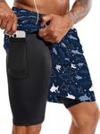 Mens Swim Trunks with Compression Liner 7 Inch Inseam Mens Bathing Suit Quick Dry Mens Swimming Trunks Swimsuit (UK, Alpha, XXL, Regular, Regular, Color26)