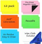 Dry Erase Magnets Set - 12 Pack - 6x4" Whiteboard Magnetic Labels - Small White Board Magnet Strips Name Tags for Home, Office and Classroom